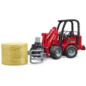 BRUDER Schaffer Compact Loader 2630 With Bale Gripper+1 Round Bale 2192 Byggespill