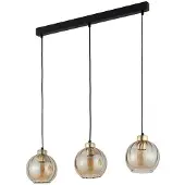 TK Lighting Hengelampe Devi, rav, 3 lyskilder, bjelkeform