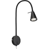 Briloner Vegglampe Tusa, svart, metall, 45 cm, fleksibel arm