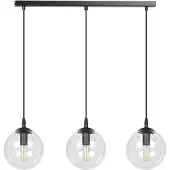 Emibig Hengelampe Glassy, 3 lyskilder, rett, svart, klar, glass