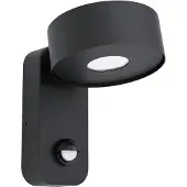 Eglo Utendørs LED-vegglampe Palosco, svart, høyde 17 cm, metall, sensor