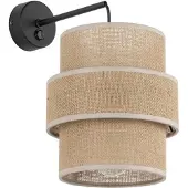 TK Lighting Calisto vegglampe, jute, naturbrun, bryter