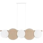 TK Lighting Pulse hengelampe, juteskjermer, naturbrun/hvit, 5 lamper