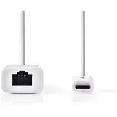 Nedis Ccgb64950wt02 Usb-nettverksadapter Usb 3.2 Gen 1 1 Gbps Usb-c M-rj45 F Nikkelbelagt 0.2 M
