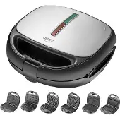 Camry CR 3057 smørbrødgrill 6-i-1 1200 W, svart/sølv