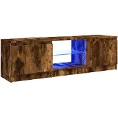 vidaXL TV-benk med LED-lys røkt eik 120x30x36 cm