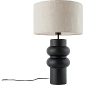 QAZQA Design bordlampe svart stoffskjerm lysegrå 35 cm - Alisia
