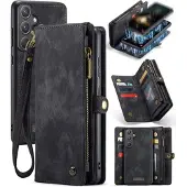 CASEME Samsung Galaxy A55 008 2-i-1 Multifunksjonell Lommebok-deksel - Svart