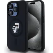 Karl Lagerfeld MagSafe-etui i silikon Karl&Choupette for iPhone 15 Pro - svart