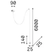 Ideal Lux Archimede Cono LED hengelampe, hvit, metall