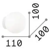 Ideal Lux Mapa vegglampe, Ø 10 cm, opalt glass, hvit, kule
