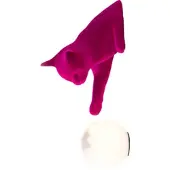 Karman vegglampe Maoo, keramikk i fuchsia, glass, kattefigur