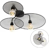 QAZQA Design vegglampe svart med mesh 3-lys - Jane