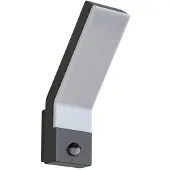 LINDBY utendørs LED-vegglampe Korvik, 26 cm, antrasitt, sensor