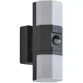 LINDBY utendørs LED-vegglampe Alaric, aluminium, antrasitt, sensor