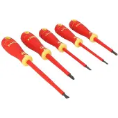 Bahco Insulated Fit Slotted And Pozidriv With Multi-component Handle Skrutrekkersett 5 Enheter