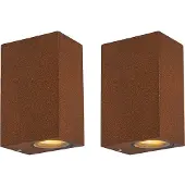 QAZQA Sett med 2 industrielle vegglamper rustbrun 2-lys IP44 - Baleno
