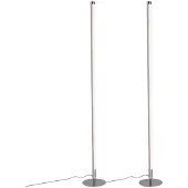 QAZQA Sett med 2 moderne gulvlamper LED krom - Line-up