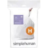Simplehuman Kode H tilpassede søppelposer, pakke med 20, hvit