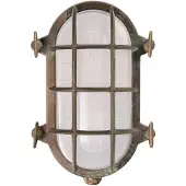 MORETTI Oval lampe til båt Hook, antikk messing, opal