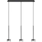Mantra-Iluminacion Tonic hengelampe, svart/klar, bjelke, 3 lyskilder, metall, glass