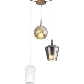 Mantra-Iluminacion Elsa hengelampe, glass, 3 lyskilder, klar, bronse, krom