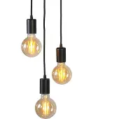 QAZQA Smart industriell pendellampe svart inkl. Wifi G95 3-lys - Facil