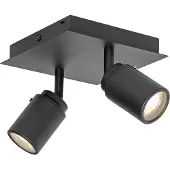 QAZQA Smart baderomsspotlight svart firkantet IP44 inkl. 2 Wifi GU10 - Ducha