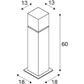 SLV sokkellampe Square Pole, høyde 60 cm, grå, stål