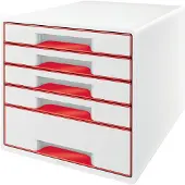 Leitz WOW CUBE - Skuffskap - 5 skuffer - for A4 Plus - rød
