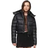 Superdry for woman. W5011682A Fuji Hooded Short Jacket black (L), Casual, Sustainable, Recycled nylon