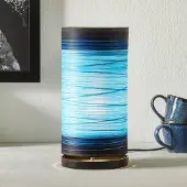 WORU Bordlampe Julie viklet inn med tråder, blå