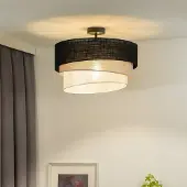 Duolla Euluna taklampe Trio, svart/grå/hvit, tekstil, Ø 45 cm