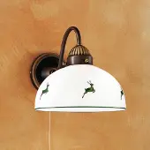 AUSTROLUX BY KOLARZ Rustikk vegglampe Nonna grønne med hjort