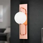 Orion LED-vegglampe Pipes med glasskule, kobber
