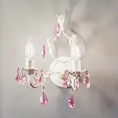 ONLI Vegglampe Kate med 2 lyskilder, hvit, rosékrystaller