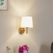 Argon Vegglampe Polo Plus tekstilskjerm, messing/krem