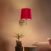 Argon Vegglampe Polo, tekstilskjerm, messing/rosa
