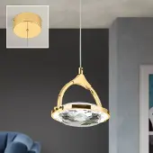 Orion LED-hengelampe Moon, K9-krystallglass, 1 lk, gull