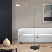 Orion LED-gulvlampe Boston, touch-dimmer svart/messing