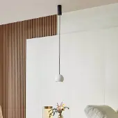 LUCANDE LED-hengelampe Darkorin, hvit, rund, gips, Ø 12 cm