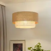 Duolla Boho-pendellampe, brun/hvit, Ø 45 cm, tekstil