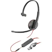 HP Poly Blackwire 3215 - Blackwire 3200 Series - hodesett - on-ear - kablet - 3,5 mm jakk, USB-C - svart - Certified for Skype for Business, Avaya Certified, Cisco Jabber Certified, UC-sertifisert