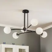 Emibig Taklampe Major, svart, 6 lyskilder