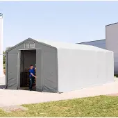 TOOLPORT 5x10 m telthall, PRIMEtex-PVC-presenning, grå, uten statikk