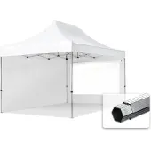 TOOLPORT 3x4,5 m aluminium, pop up partytelt, 2 sidepaneler, hvit