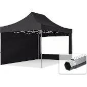 TOOLPORT 3x4,5 m aluminium, pop up partytelt, 2 sidepaneler, svart