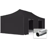 TOOLPORT 4x8 m aluminium, pop up partytelt, 4 sidepaneler, svart