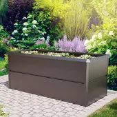 PRIMEYARD 200x85x77 cm plantekasse, stål,  antrasitt metallic, inkl. sneglebeskyttelse