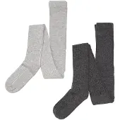 Minymo Strømpebukser - Ull - Rib - 2-pack - Grey Melange - - 56/62 - Strømpebukser